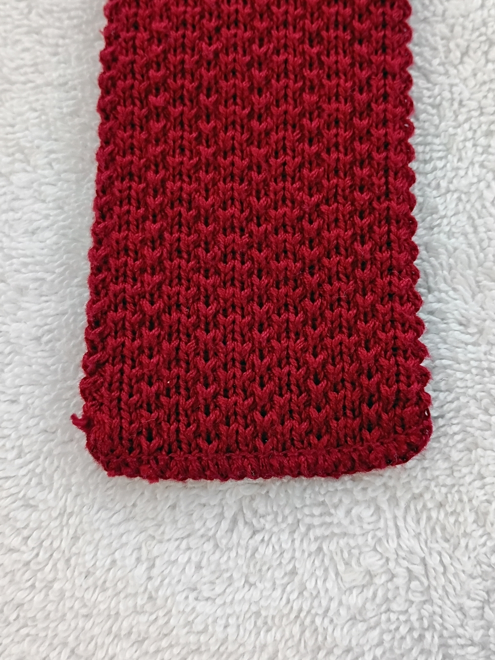 Rooster Cottonit Tie Square End Solid Red Slim Cotton Lisle 58" USA Made Vintage